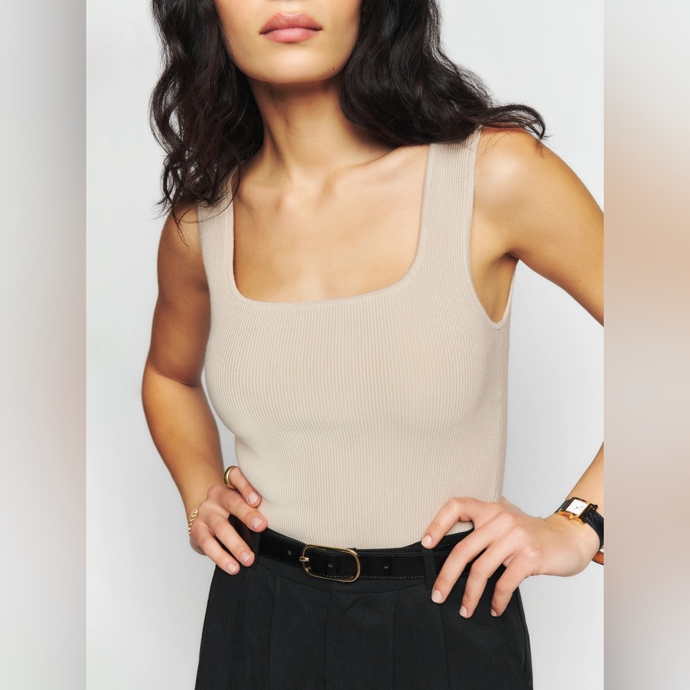 Reformation Julia Ribbed Sweater Tank Coyote